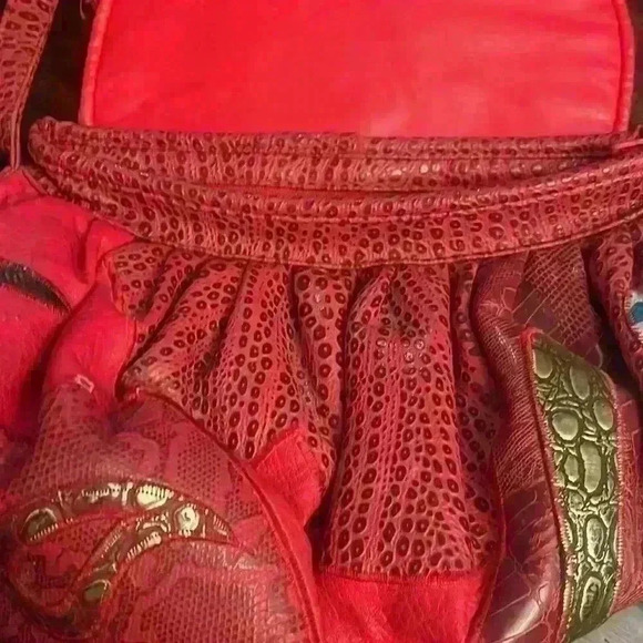 Vintage Alentino Nas Bag Korea Patchwork Mixed Media Abstract crossbody … - Picture 6 of 10